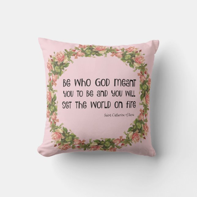 Saint Catherine of Siena Quote Roses Cushion (Front)