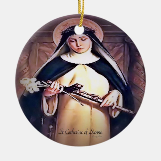 Saint Catherine of Sienna Ceramic Tree Decoration (Front)