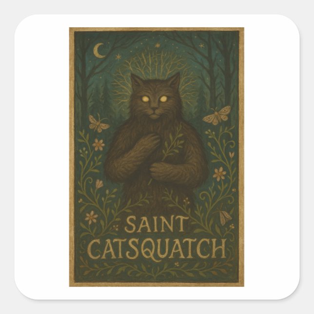 Saint Catsquatch Sticker WV Forest Cryptid  (Front)