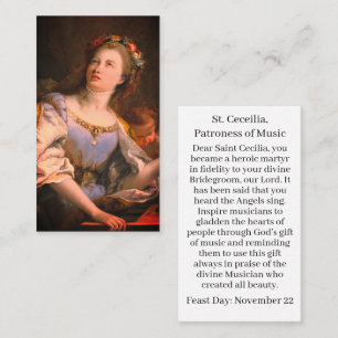Saint Cecielia Customisable Prayer Card