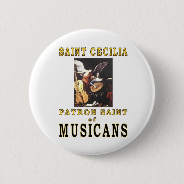 SAINT CECILIA 6 CM ROUND BADGE (Front)