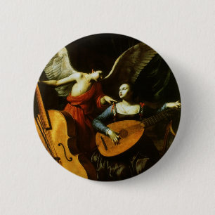 Saint Cecilia and the Angel by Carlo Saraceni 6 Cm Round Badge