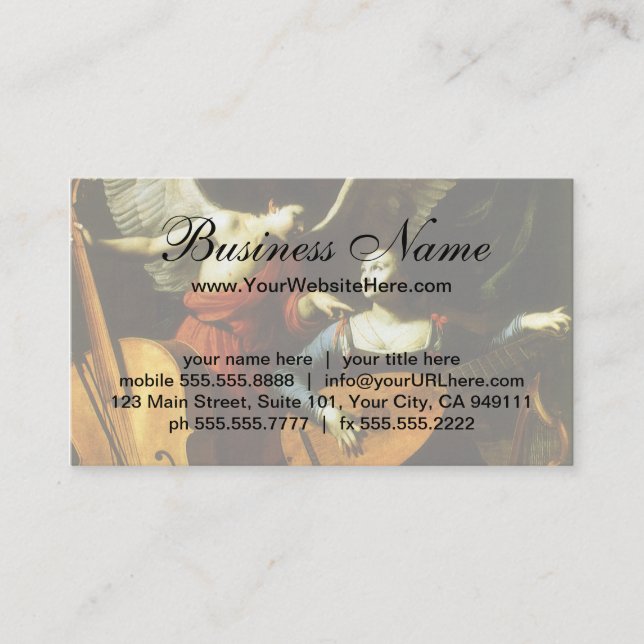 Saint Cecilia and the Angel by Carlo Saraceni Business Card (Front)
