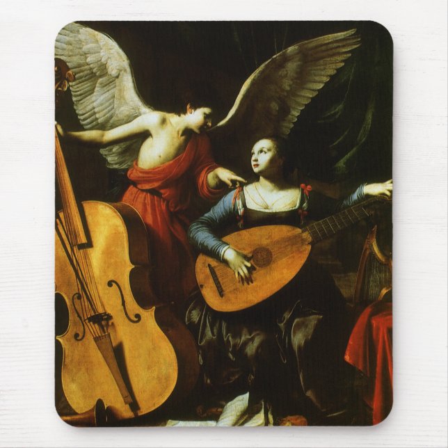 Saint Cecilia and the Angel by Carlo Saraceni Mouse Mat (Front)