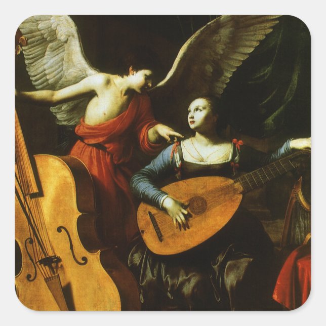 Saint Cecilia and the Angel by Carlo Saraceni Square Sticker (Front)
