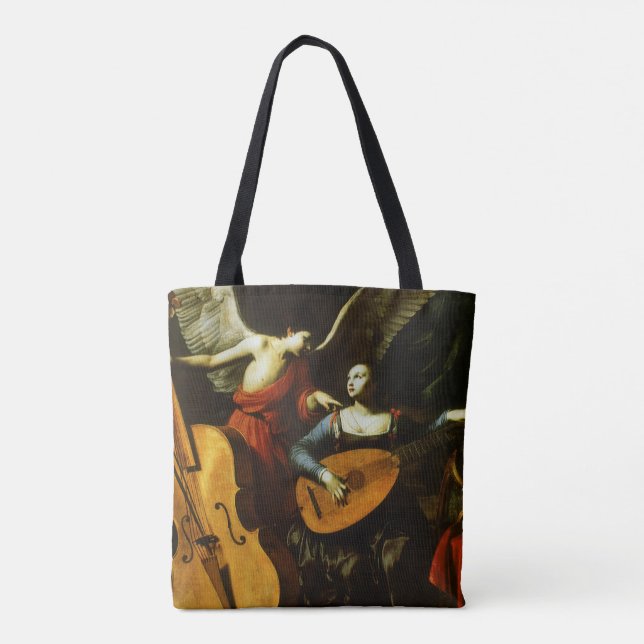 Saint Cecilia and the Angel by Carlo Saraceni Tote Bag (Back)