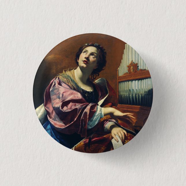 Saint Cecilia by Simon Vouet 3 Cm Round Badge (Front)