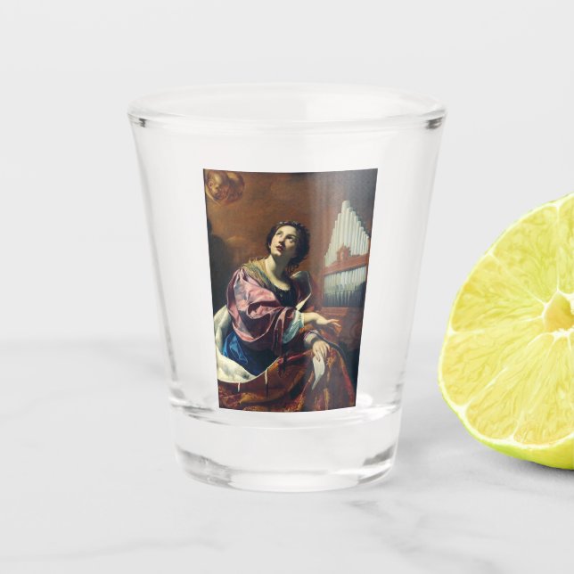 Saint Cecilia by Simon Vouet Shot Glass (Front)