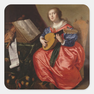 Saint Cecilia (oil on canvas) Square Sticker