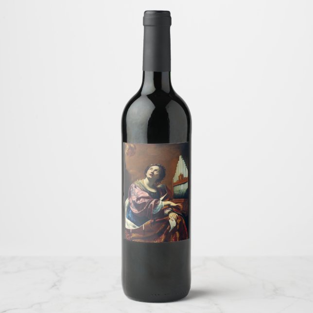 Saint Cecilia Premium "Heavenly Concert" Art Print Wine Label (Front)