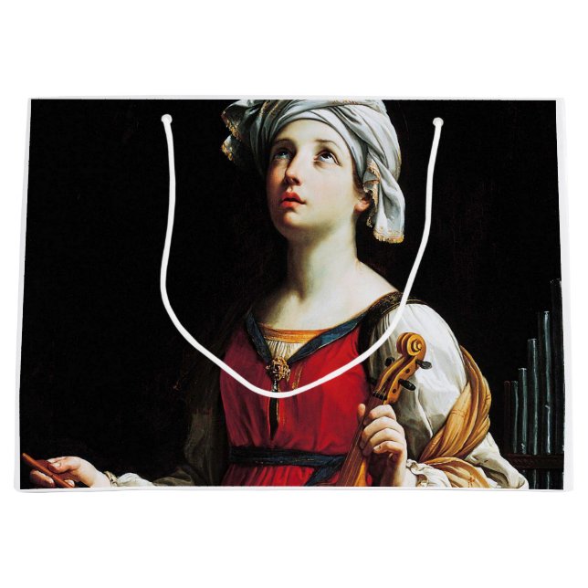Saint Cecilia (St. Cecilia), Guido Reni Large Gift Bag (Front)