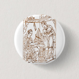 Saint Cecilia with Saint Catherine of Alexandria 3 Cm Round Badge