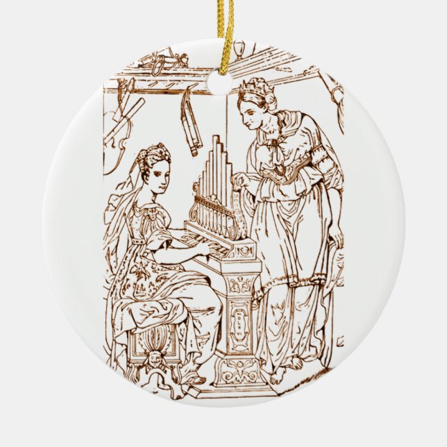 Saint Cecilia with Saint Catherine of Alexandria Ceramic Tree Decoration (Front)