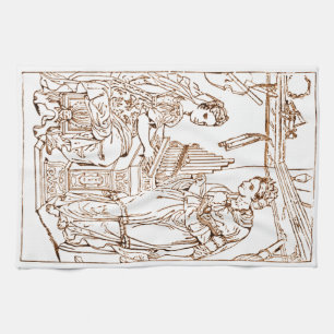 Saint Cecilia with Saint Catherine of Alexandria Tea Towel