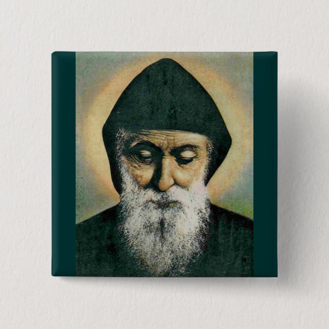 Saint Charbel Portrait 15 Cm Square Badge (Front)