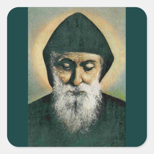 Saint Charbel Portrait Square Sticker (Front)