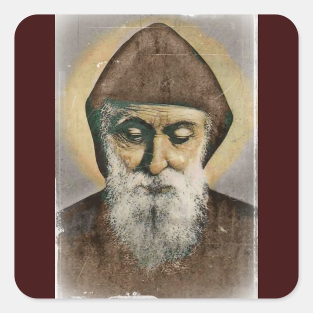 Saint Charbel Portrait Square Sticker (Front)