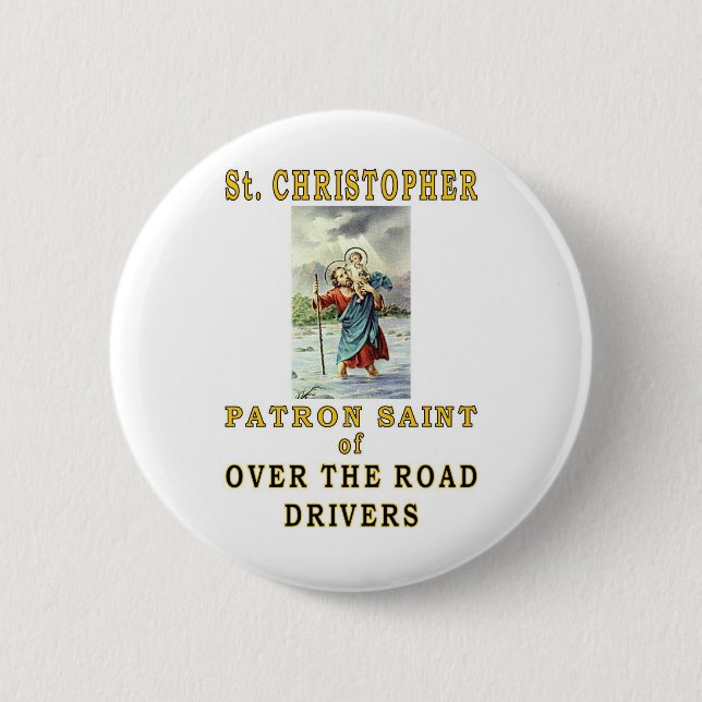 SAINT CHRISTOPHER 6 CM ROUND BADGE (Front)