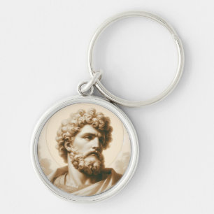 Saint Christopher Artwork Religious Protection Art Key Ring