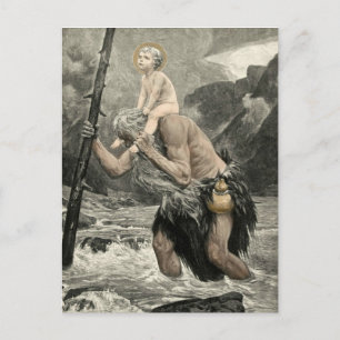 Saint Christopher Christ Travel Engraving Mogk Postcard