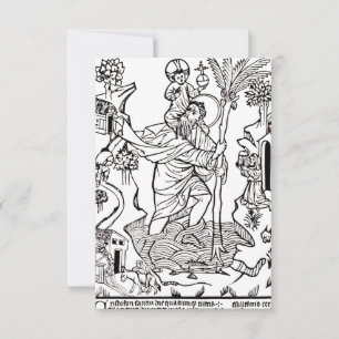 Saint Christopher Engraving Holy Card