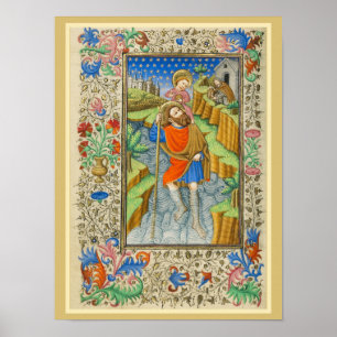 Saint Christopher Mediaeval illumination Poster