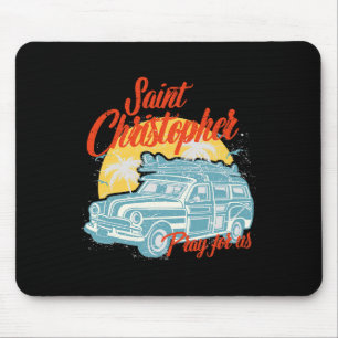 Saint Christopher Surfer Dude Surfing Men Beach Ca Mouse Mat