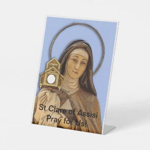 Saint Clare Assisi Card Pedestal Sign