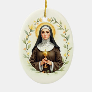 Saint Clare of Assisi God's Peace and Blessings Ceramic Tree Decoration