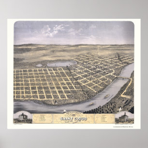 Saint Cloud, MN Panoramic Map - 1869 Poster