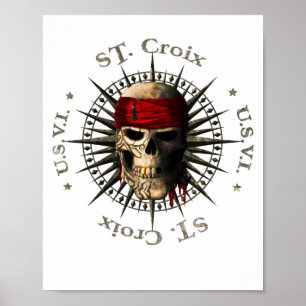 Saint Croix USVI Pirate Skull Poster