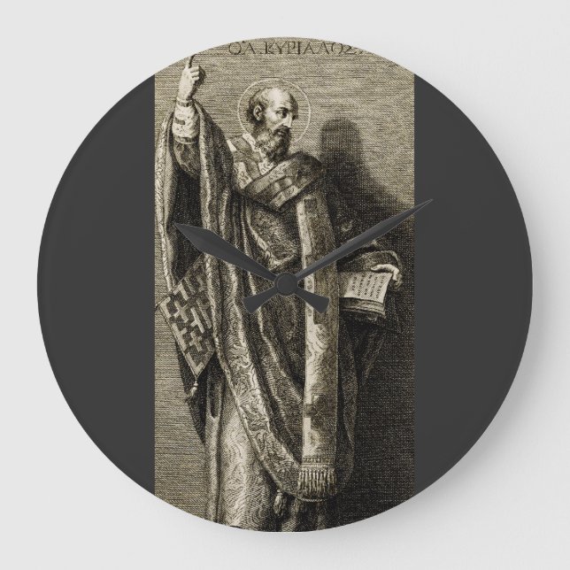 Saint Cyril of Jerusalem Sacred Graphic Art Large Clock (Front)