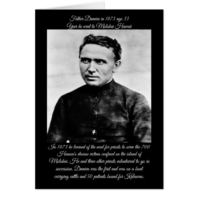 Saint Damien of Molokai greeting card (Front)