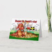 Saint David's Day With Red Dragon, Castles And Cor