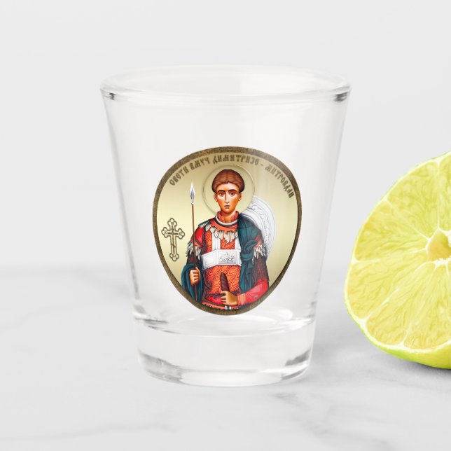 Saint Demetrius Mitrovdan Shot Glass (Front)