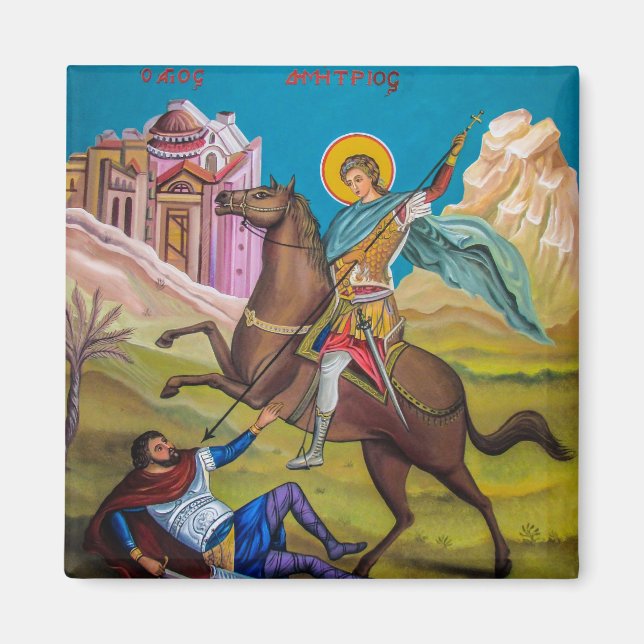 Saint Demetrius of Thessalonica Orthodox Icon  Magnet (Front)