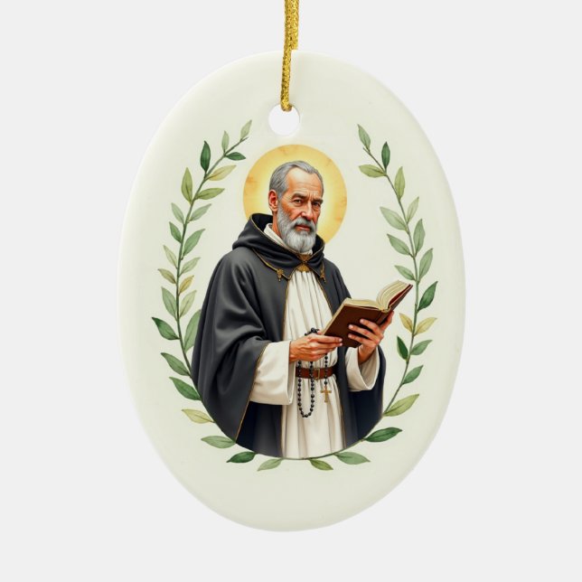 Saint Dominic God's Peace and Blessings Scripture Ceramic Tree Decoration (Front)