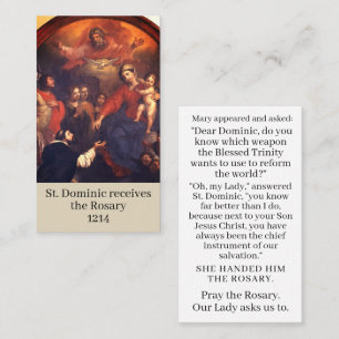 Saint Dominic Receives Rosary prayer card