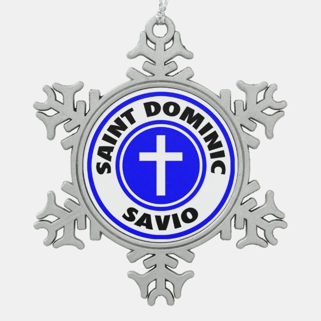 Saint Dominic Savio Snowflake Pewter Christmas Ornament (Front)