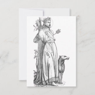 Saint Edmund The Martyr Engraving Holy Card
