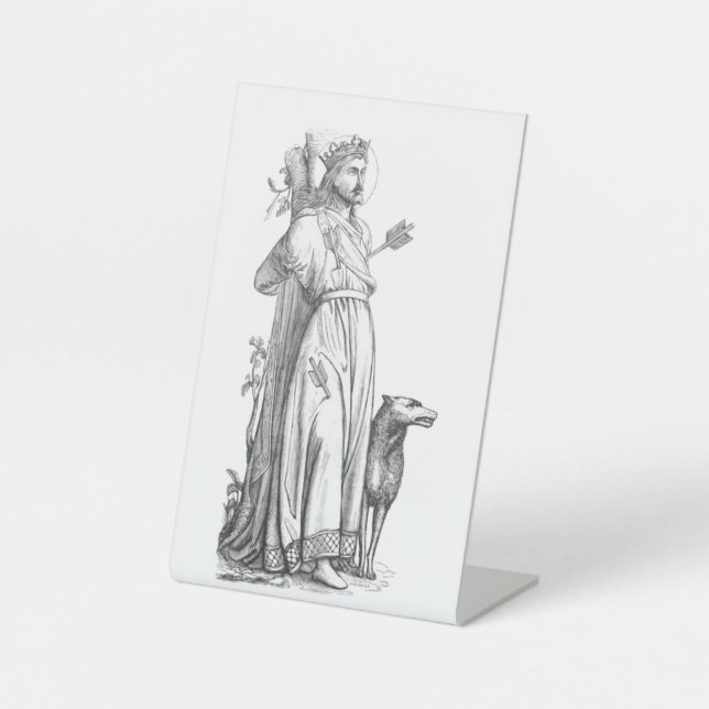 Saint Edmund the Martyr King of the East Angles Pedestal Sign (Front)