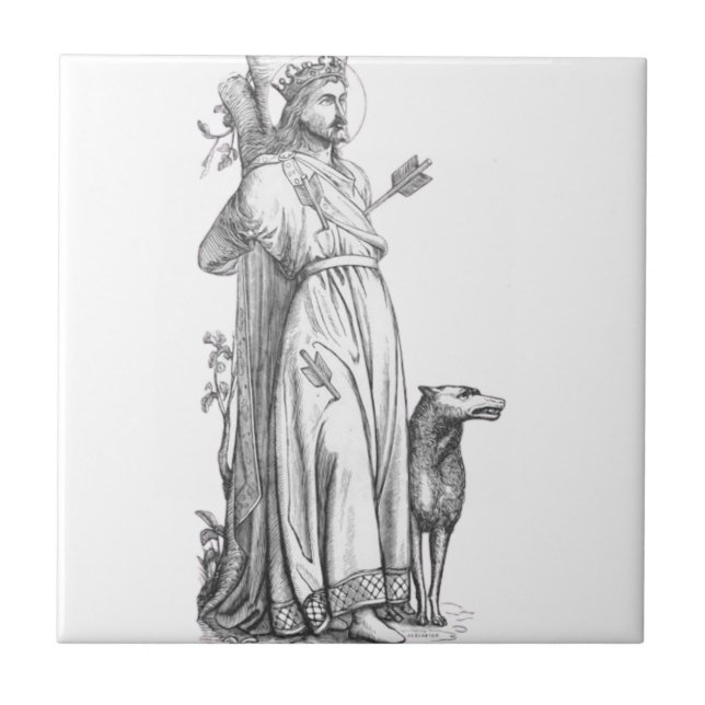 Saint Edmund the Martyr King of the East Angles Tile (Front)