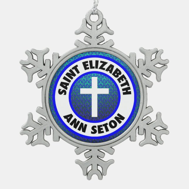 Saint Elizabeth Ann Seton Snowflake Pewter Christmas Ornament (Front)