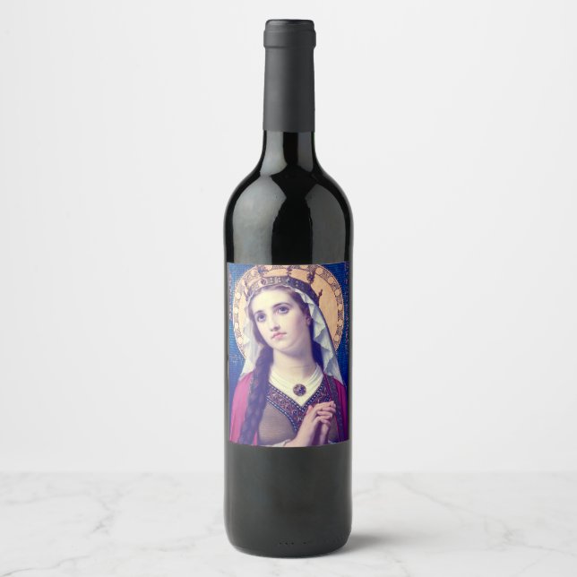 Saint Elizabeth of Hungary Premium Romantic Style Wine Label (Front)