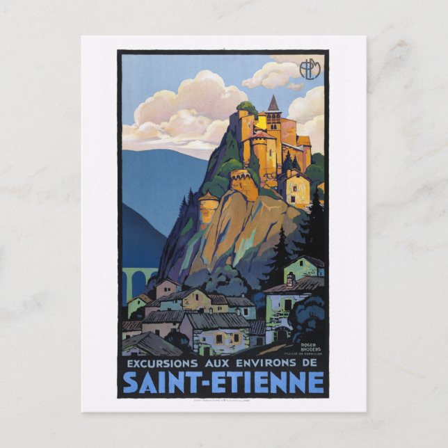 Saint-Etienne France 1930s Vintage Travel Poster Postcard (Front)
