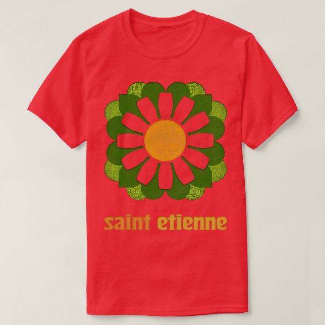 Saint Etienne Retro Floral Design T-Shirt (Design Front)