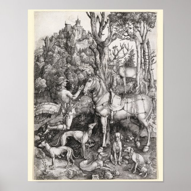 Saint Eustace Engraving by Albrecht Durer Poster (Front)