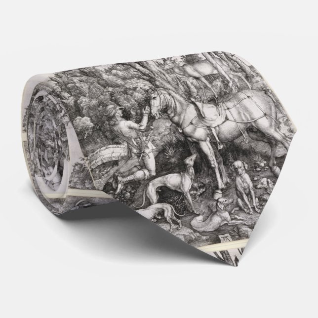 Saint Eustace Engraving by Albrecht Durer Tie (Rolled)