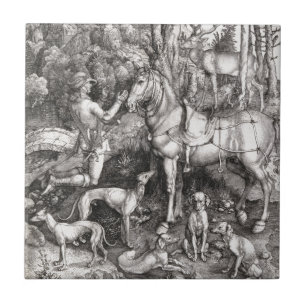 Saint Eustace Engraving by Albrecht Durer Tile