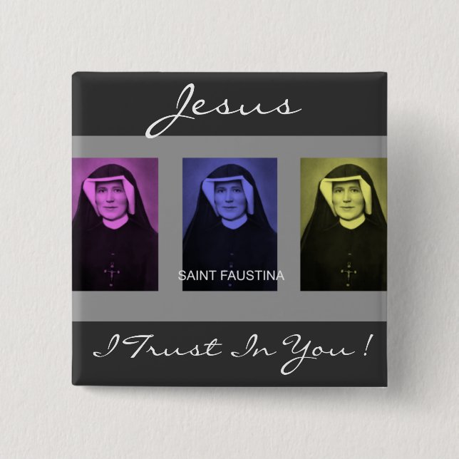 saint faustina 15 cm square badge (Front)